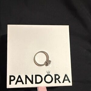 Pandora Silver Ring with Sparkling Stone